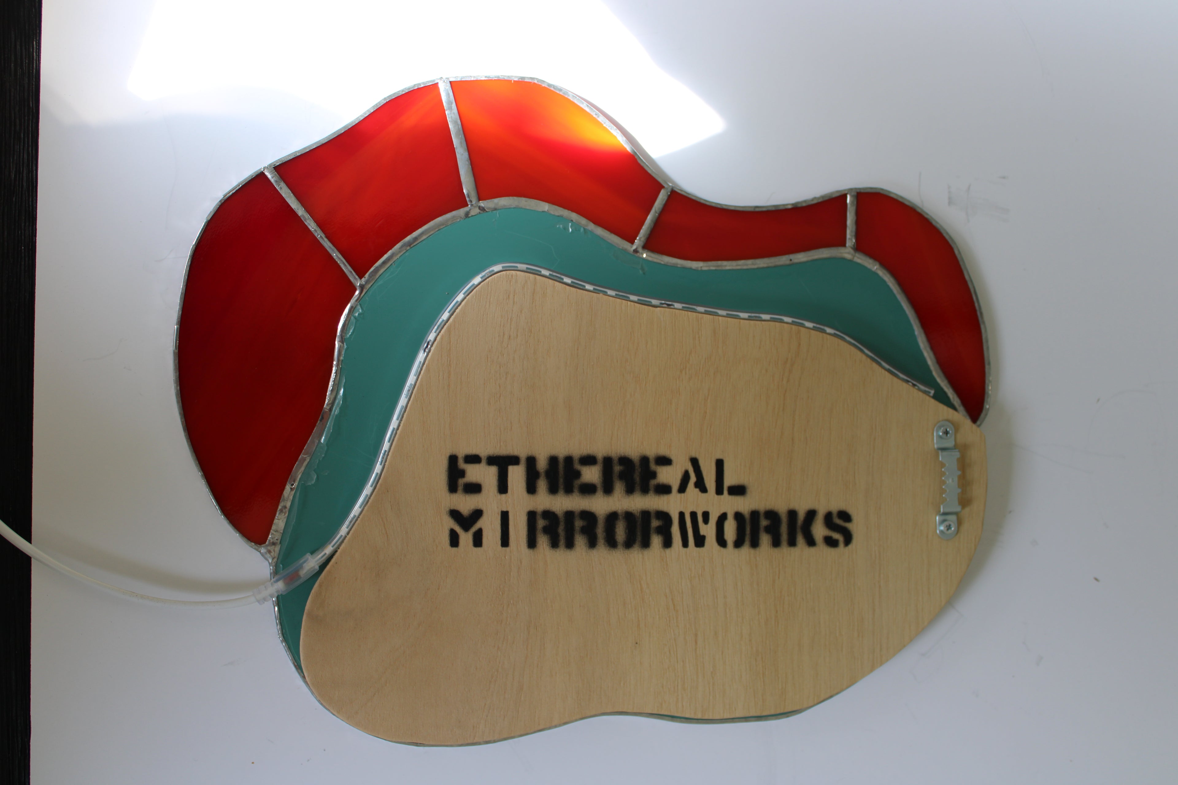 red/orange stained glass mirror 02