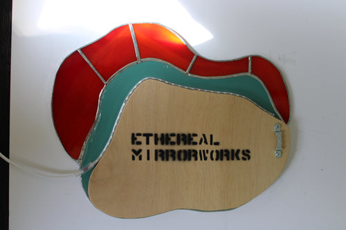 red/orange stained glass mirror 02