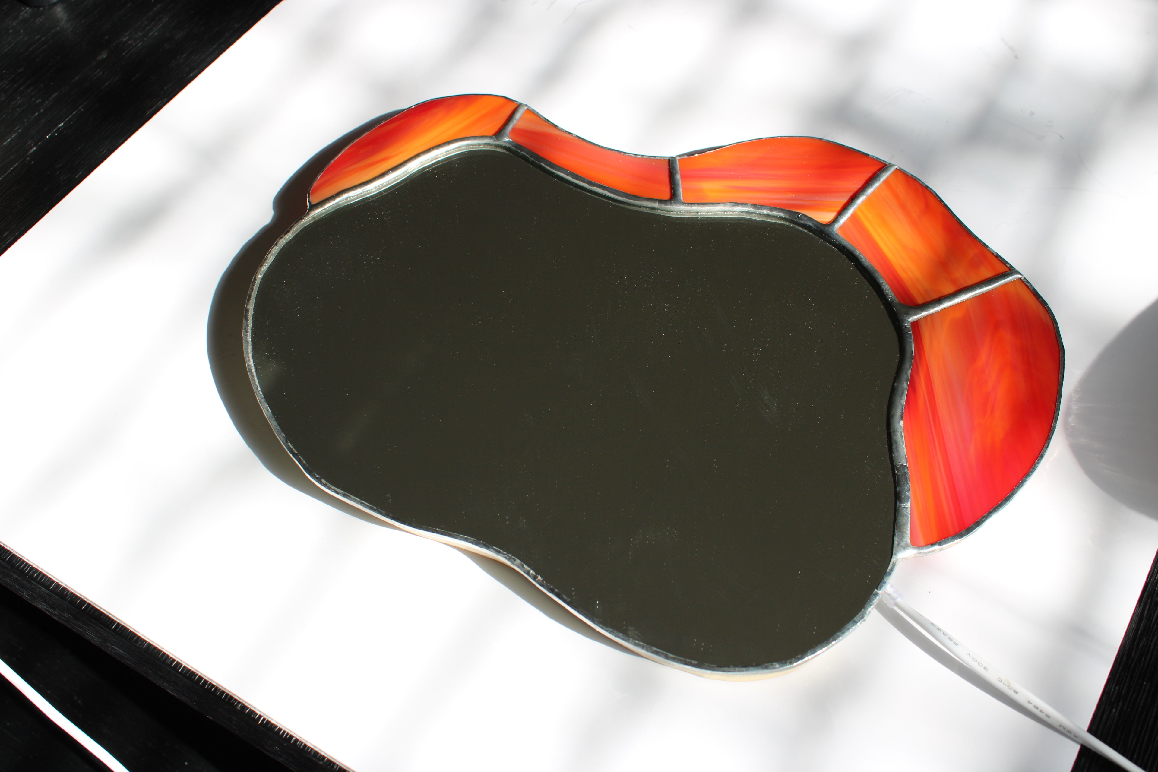 red/orange stained glass mirror 02