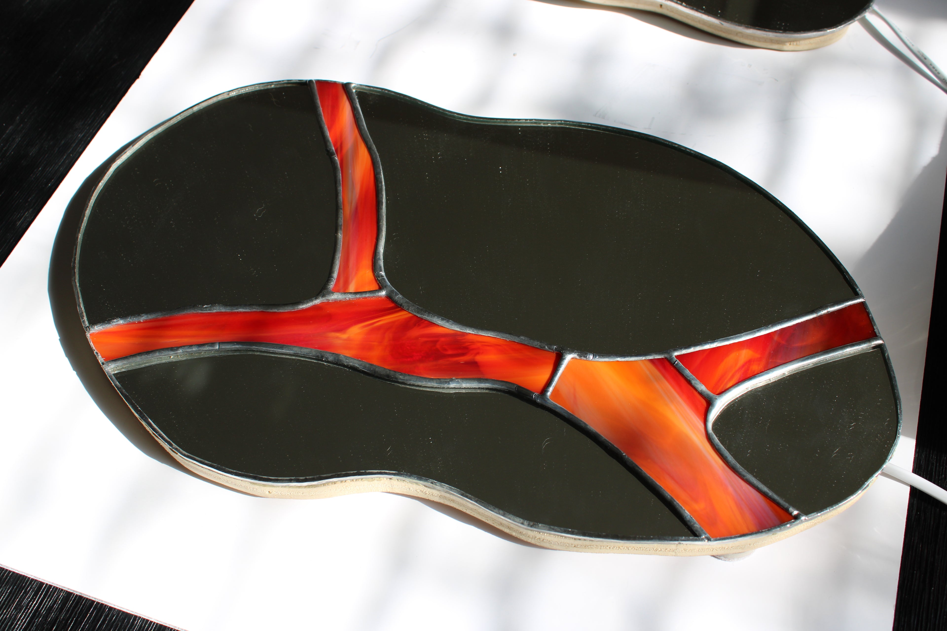 red/orange stained glass mirror 01