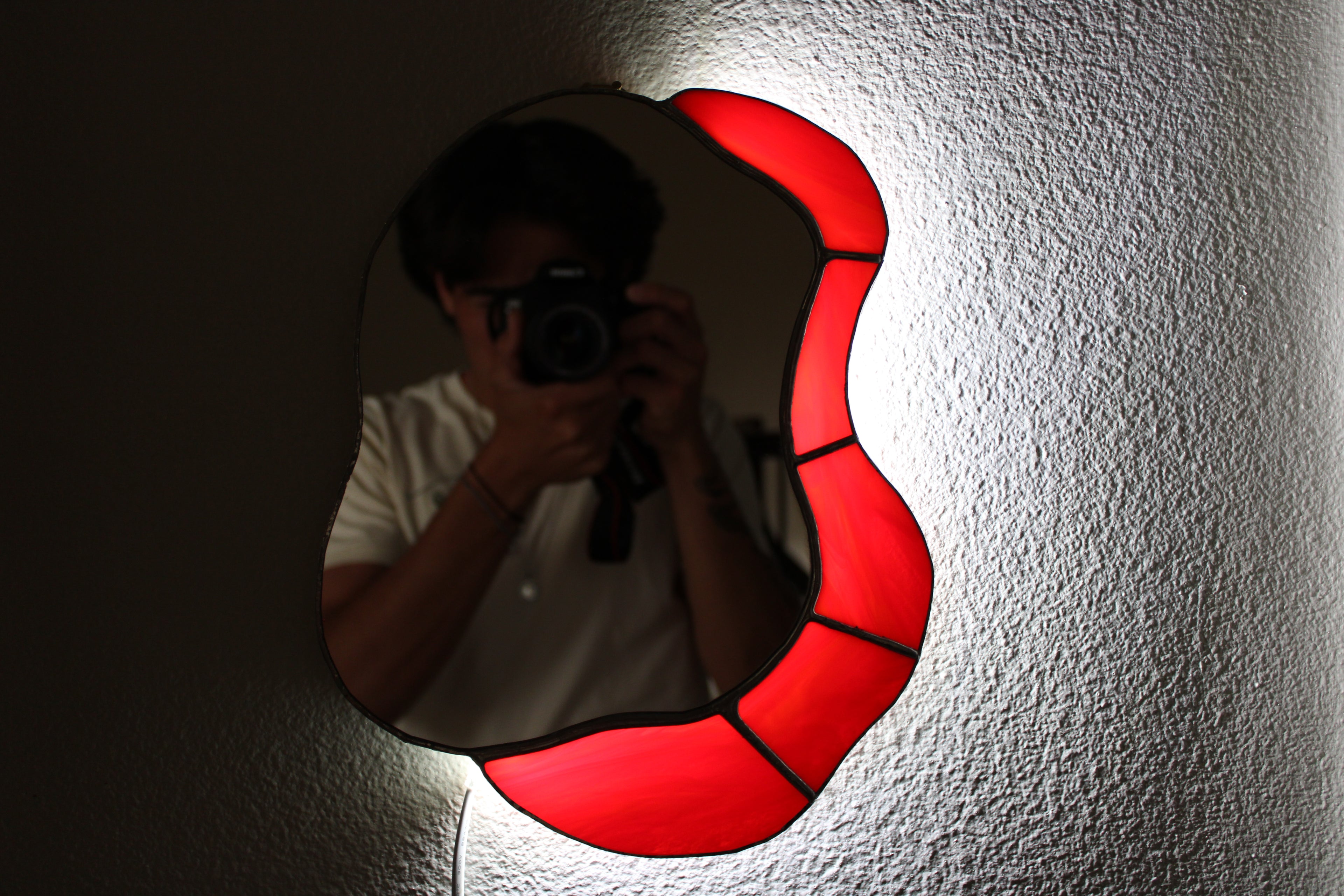 red/orange stained glass mirror 02