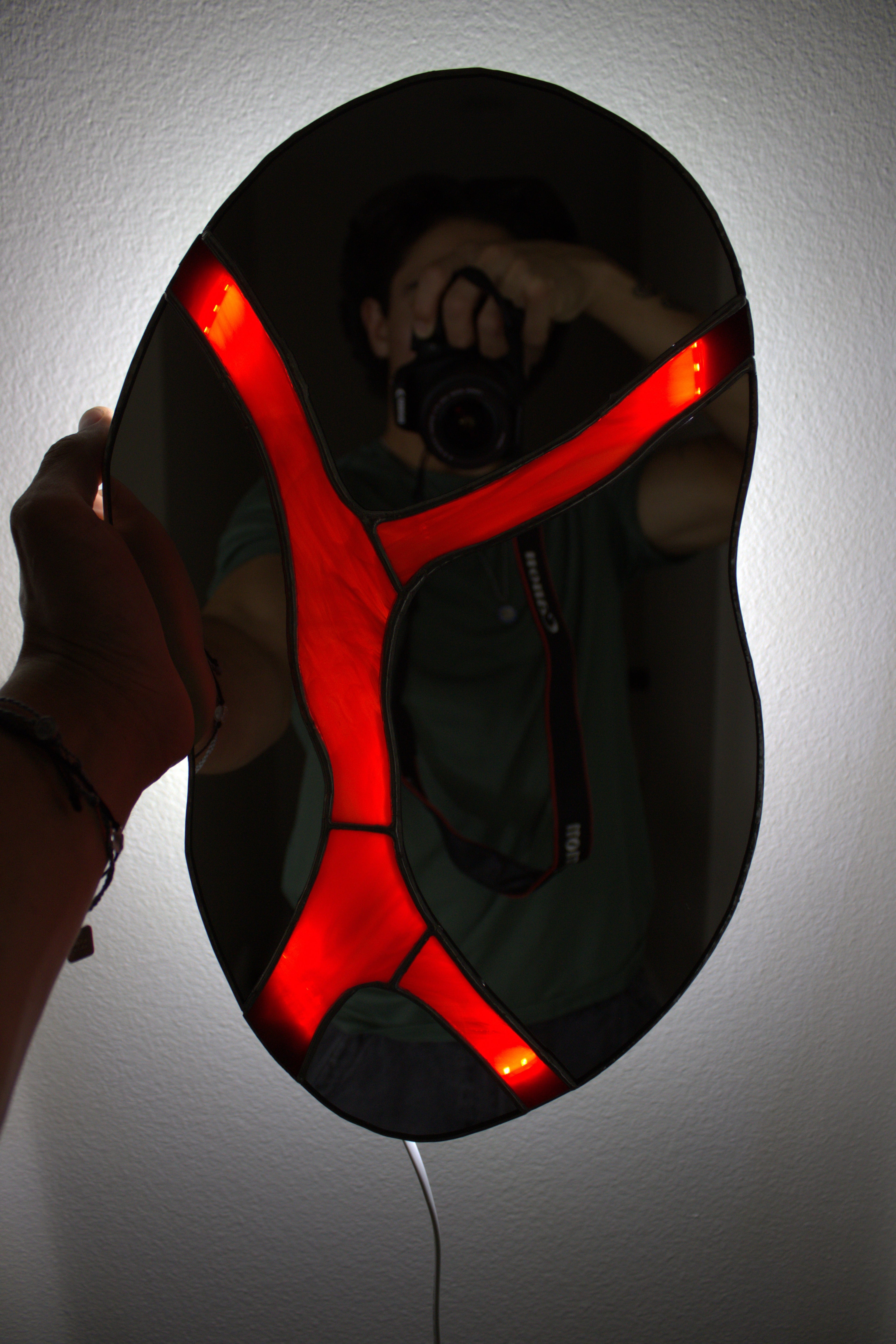 red/orange stained glass mirror 01